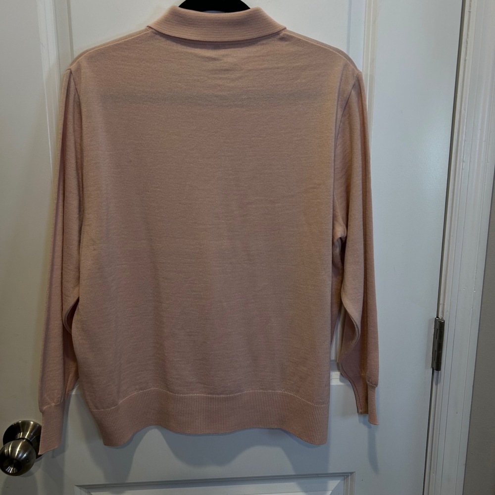 Di Strick Womens Polo Sweater Pure New Wool Textured Knit Pink Size GB 16 - Picture 8 of 9